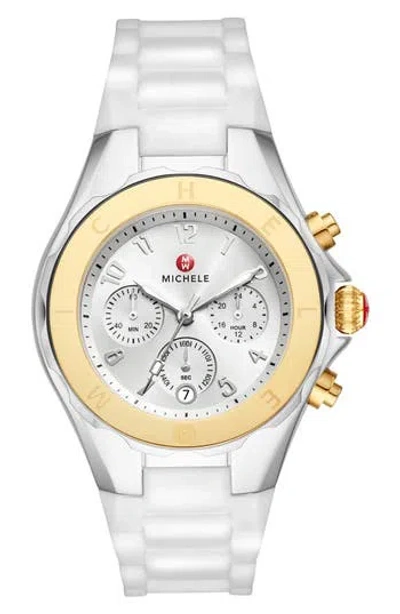 Michele Jellybean Silicone Strap Watch, 38mm In Gold