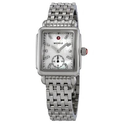 Michele Ladies Deco 16 Mother Of Pearl Diamond Dial Watch Mww06v000002 In Metallic