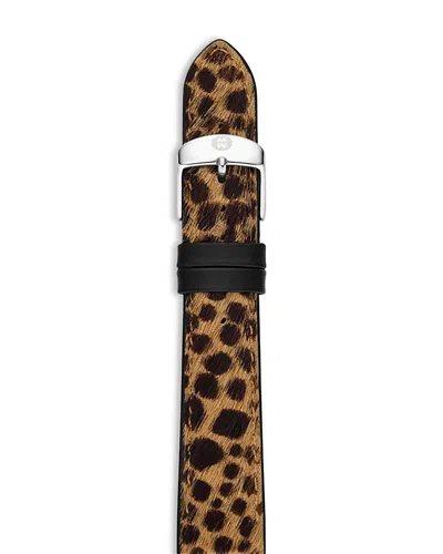 Michele Leopard Print Calf Hair Watch Strap, 16mm In Brown