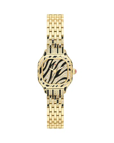 Michele Mega Mini Diamond Zebra Watch, 25 X 23mm In Gold