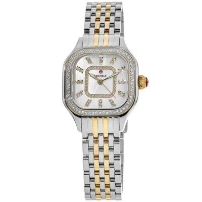Michele Meggie Diamond 25mm Mother Of Pearl Dial Two-tone Stainless Steel Women's Watch Mww33d000002 In Multi