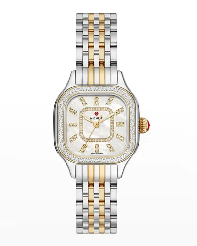 MICHELE MEGGIE DIAMOND BEZEL AND MOTHER-OF-PEARL WATCH, TWO-TONE
