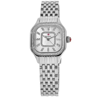 Michele Meggie Diamond Mother Of Pearl Dial Steel Women's Watch Mww33b000001 In Silver