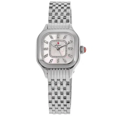 Michele Meggie Diamond Mother Of Pearl Dial Steel Women's Watch Mww33b000008 In Silver