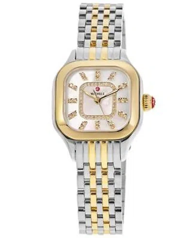 Pre-owned Michele Meggie Diamond Pink Mother Of Pearl Women's Watch Mww33b000009