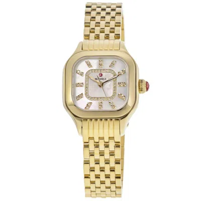 Michele Meggie Diamond Quartz Mother Of Pearl Dial 18k Gold-plated Steel Women's Watch Mww33b000010