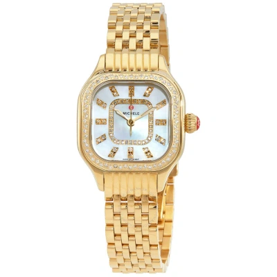 Michele Meggie Quartz Diamond Mother Of Pearl Dial Ladies Watch Mww33b000003 In Gold Tone / Mop / Mother Of Pearl / Yellow