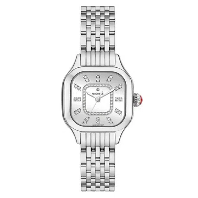Pre-owned Michele Meggie Silver High Shine Mirror Diamond Dial Mww33b000012 29mm Watch