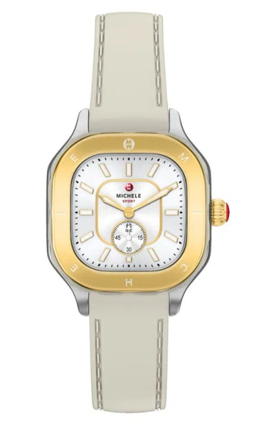 Michele Meggie Sport Chalk Silicone Strap Watch, 33mm In Gray