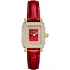 Michele Mini Deco Madison Special Edition Two-tone 18k Gold Plate Diamond Pavé Leather Strap Watch,  In Multi