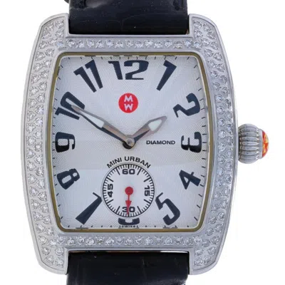 Pre-owned Michele Mini Urban Diamond Ladies Wristwatch 71-2701 Stainless Quartz 1 Yr Wnty In Multi