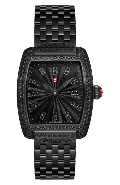 Michele Mini Urban Noir Diamond Bracelet Watch, 29mm X 35mm In Black