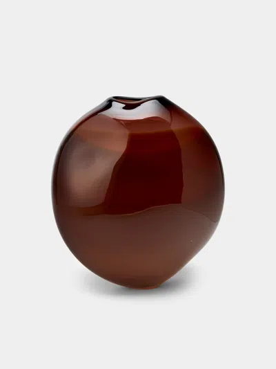 Michele Oberdieck Burgundy Hand-blown Glass Vase (12.5in/32cm) In Brown