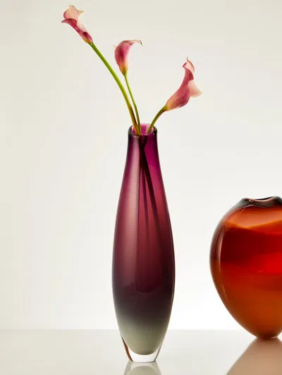 Michele Oberdieck Cigarillo Hand-blown Glass Vase (17.5in/44cm) In Red