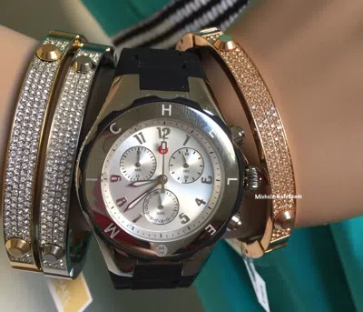 Pre-owned Michele (on Sale)  Black Tahitian Jelly Bean Mww12f000033 Watch
