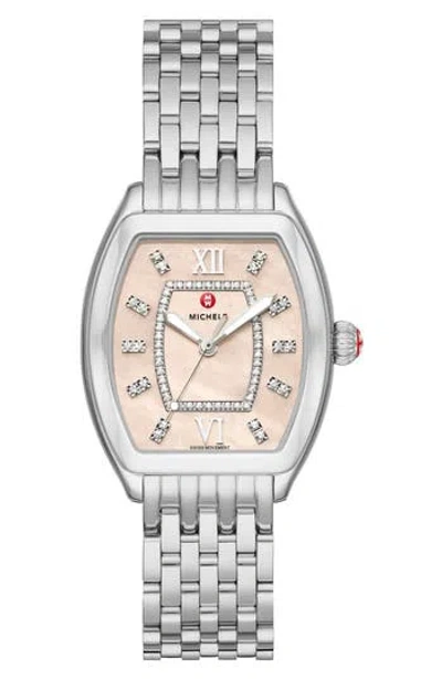Michele Releve Mid Diamond Bracelet Watch, 40mm In Metallic