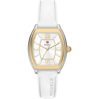 Michele Relevé Sport Mid Silicone Strap Watch, 32mm In White