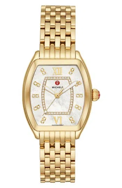 Michele Relevé Two-tone Diamond Dial Watch Head & Interchangeable Bracelet, 31mm X 32mm In Gold