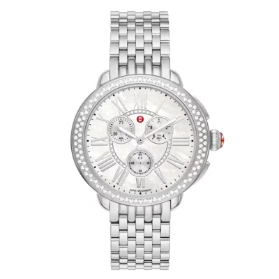 Pre-owned Michele Serein Chronograph Stainless Steel Diamond Watch Mww21a000068