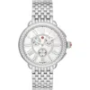 Michele Serein Diamond Bracelet Chronograph Watch, 40mm X 38mm In Silver