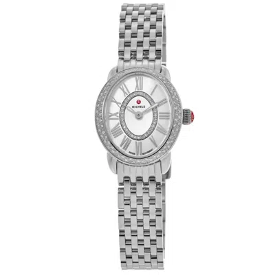 Michele Serein Diamond Oval Mother Of Pearl Dial Stainless Steel Women's Watch Mww21h000001 In Multi
