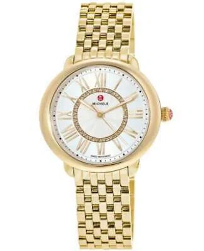 Pre-owned Michele Serein Mid 18k Gold-plated Diamond Dial Women's Watch Mww21b000160