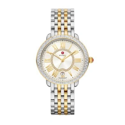 Pre-owned Michele Serein Mid Diamond ,diamond Dial Yellow Gold Two Tone Watch Mww21b000138