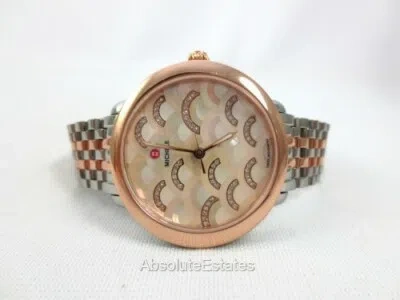Pre-owned Michele Serein Mid Rose Gold Two Tone Diamond Watch Mw21b00l4978