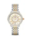 Michele Serein Mid Stainless Steel Diamond Watch, 36mm In White/multi