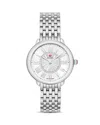 Michele Serein Mid Two-tone Diamond Watch, 37mm In White/silver