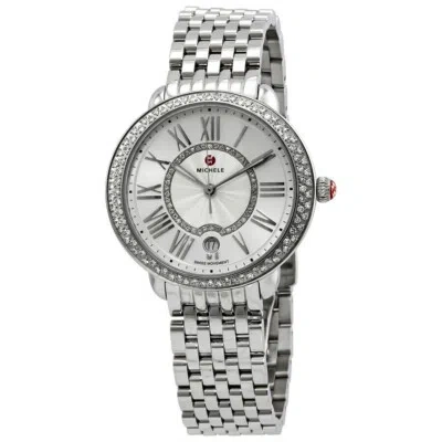 Pre-owned Michele Serein Mother Of Pearl Dial Steel Ladies Watch Mww21b000143