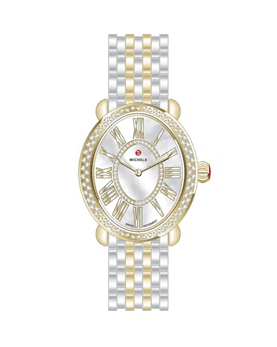 Michele Serein Oval Diamond Two Tone 18k Gold-plated Watch, 24mm X 27mm