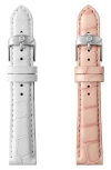Michele Interchangeable Leather Strap Set, 18mm In White/pink