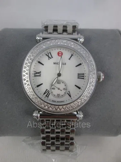 Pre-owned Michele Silver Diamond Caber Ladies Watch Mww16a000001 Box