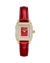 Michele Special Edition Deco Madison Mini Two Tone 18k Gold Plated Diamond Pave Dial Watch, 23mm X 24mm In Two Tone/red