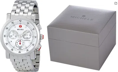 Pre-owned Michele Sport Sail Large White Dial Stainless Steel Watch Mw01c00d9001 38mm