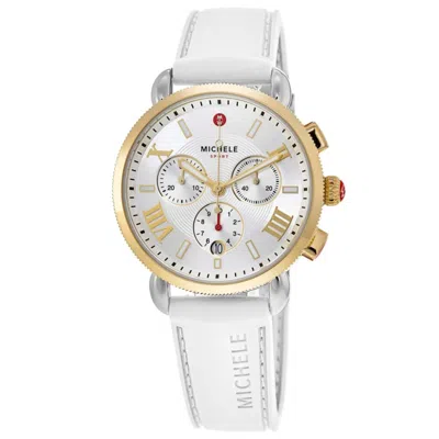 Michele Sport Sail Silver Dial Silicone Strap Women's Watch Mww01p000017 In Gold