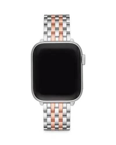 Michele 38mm 7-link Stainless Steel Bracelet For Apple Watch, Rose Gold In Silver/pink