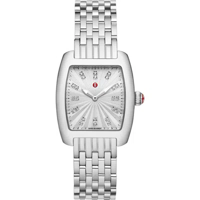 Michele Urban Mini Diamond Bracelet Watch, 29mm In Silver