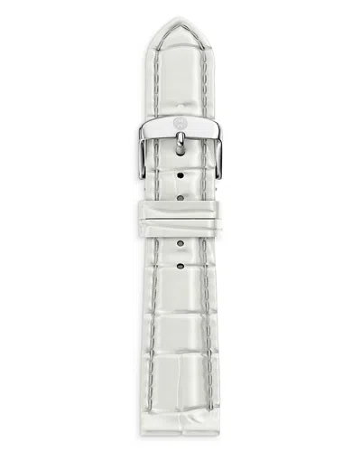 Michele White Croco Embossed Leather Watch Strap, 18mm In Gray