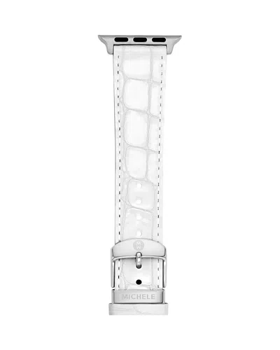 Michele White Leather Bracelet Band For Apple Watch, 38-49mm In Metallic