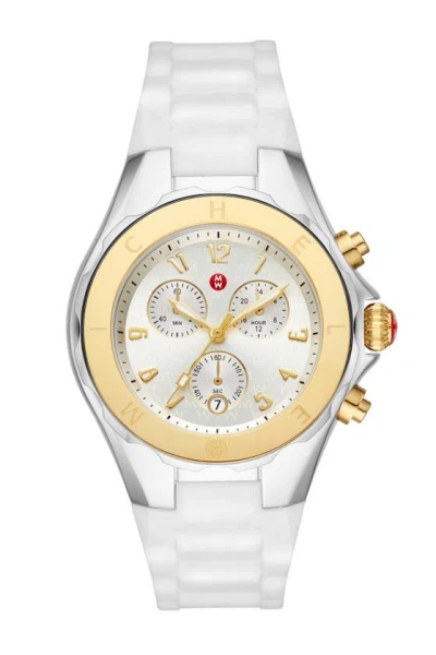 Michele White Tahitan Jelly Bean Watch, 40 Mm In 2t Silver/gold White