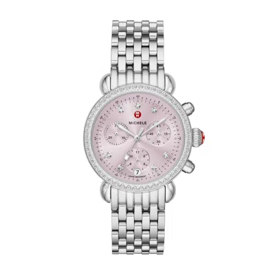 Michele Women's Csx Swiss Chronograph, Stainless Steel Watch In Silver