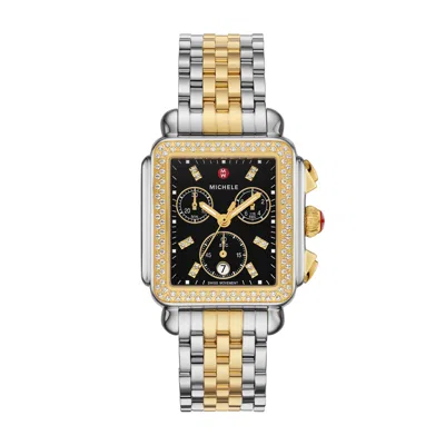 Michele Women's Deco Chronograph, Two-tone 18k Gold-plated Stainless Steel Watch