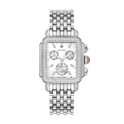 Michele Women's Deco Diamond High Shine Chronograph, Stainless Steel Watch