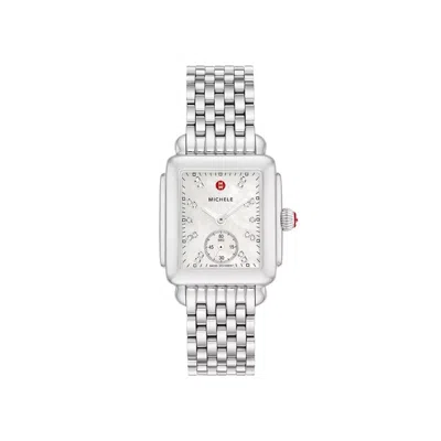 Michele Women's Deco Mid Diamond 29mm Quartz Watch In Silver