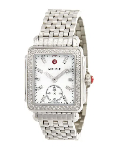 Michele Women's Deco Mid Diamond Watch In Red