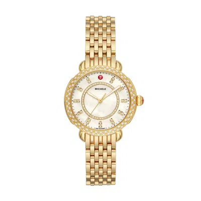 Michele Women's Sidney Classic Three-hand, Gold-tone Stainless Steel Watch