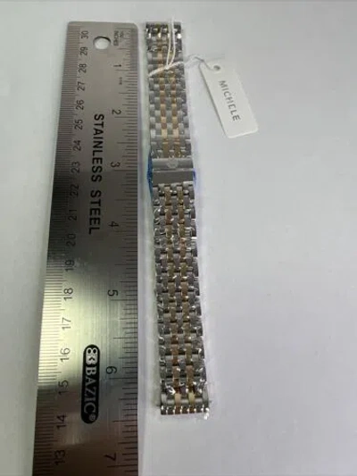 Pre-owned Michele Womens  Two Tone - Silver & Gold - 16mm Watch Bracelet