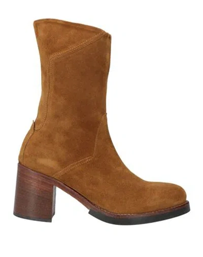 Michelediloco Woman Ankle Boots Camel Size 7.5 Leather In Brown